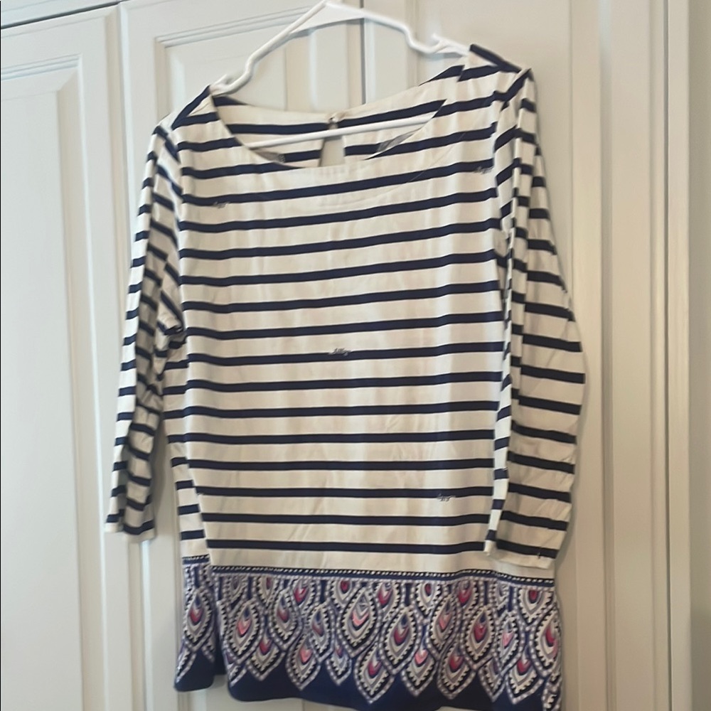 Navy and White Striped Women's Top - Picture 7 of 8